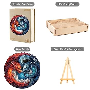 KAAYEE Holzpuzzle Cyberpunk-Tiger | Unregelmäßige Formen | Mit Holzbox
