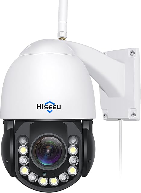 Hiseeu 30X Optical Zoom CCTV Camera Outdoor with Color Night Vision, 3MP PTZ Wifi Security Camera 360° View Wireless IP Camera with Two Way Audio,Motion Detection,Remote Access,IP66 Waterproof