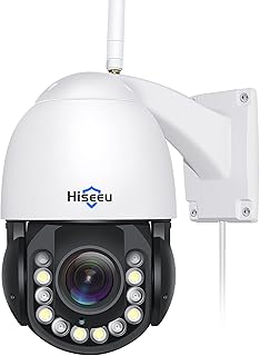 Hiseeu 【30X Optical Zoom 】 CCTV Camera Outdoor with Color Night Vision, 3MP PTZ Wifi Security Camera 360° View Wireless IP Camera with Two Way Audio,Motion Detection,Remote Access,IP66 Waterproof