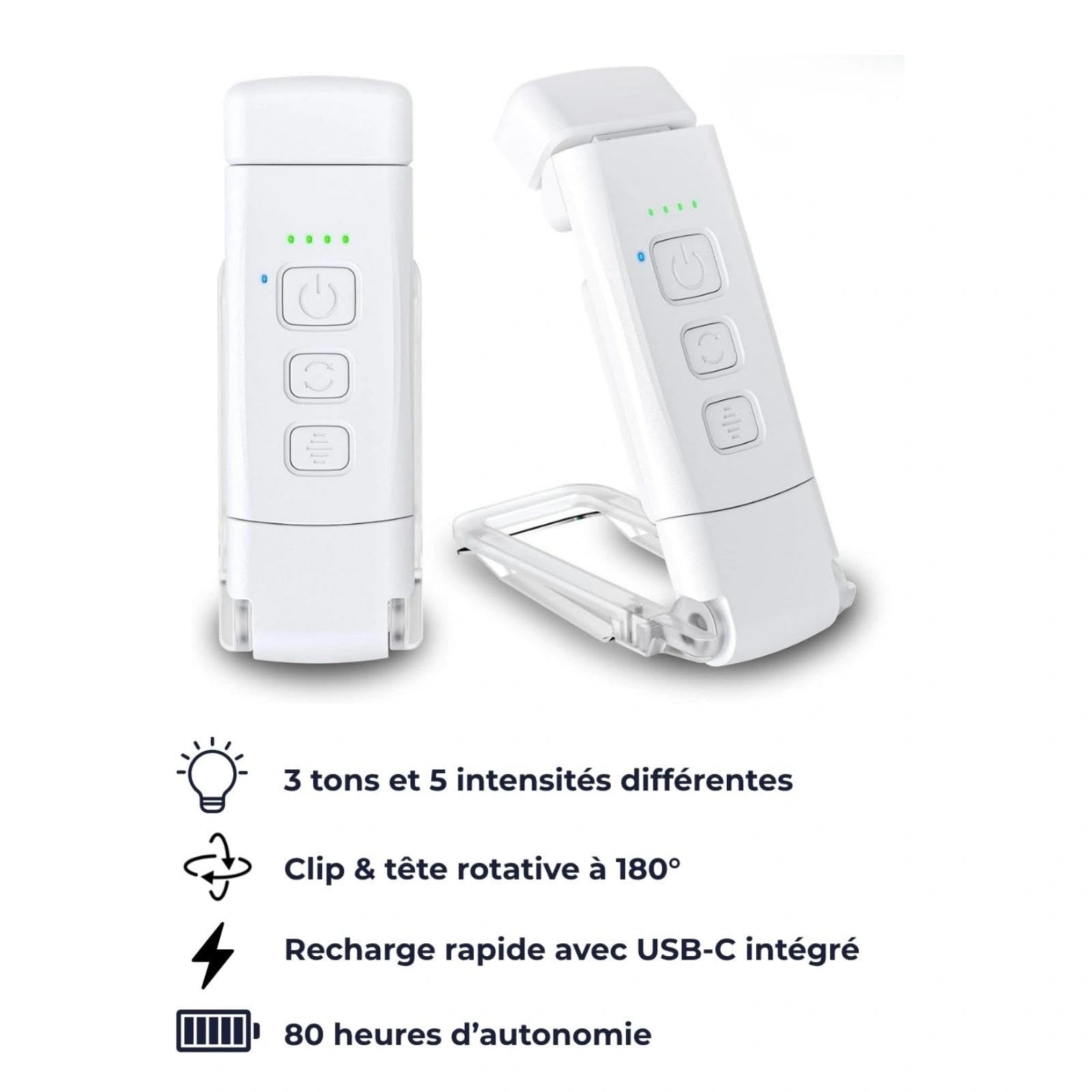 BookBright Lampe LED Bookbright Trois températures de couleur avec cinq niveaux de luminosité, filtre de lumière bleue et conception anti-éblouissement, idéal pour lire au lit