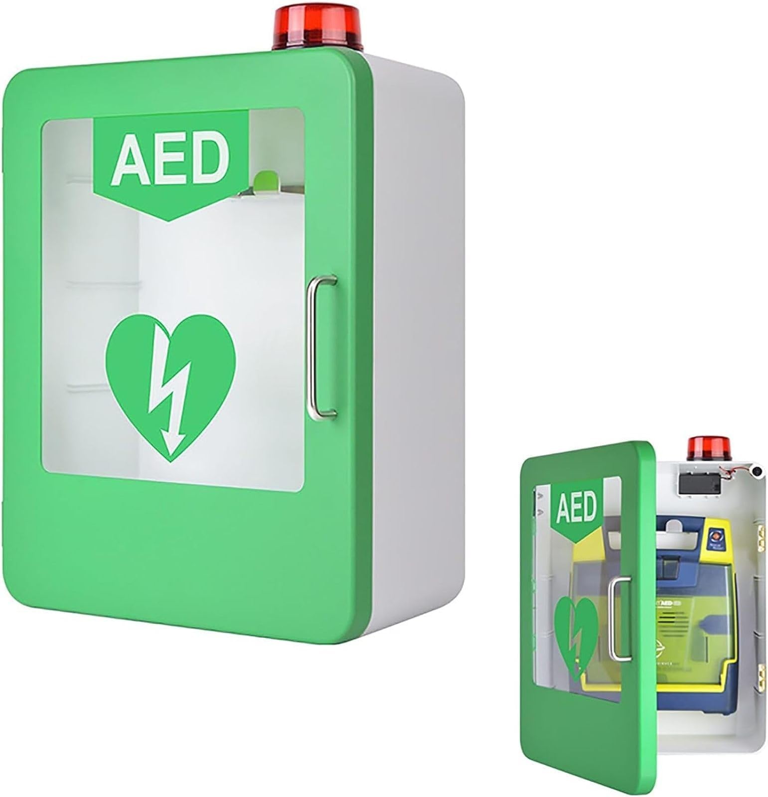 AED-Defibrillator-Speicherkommode, Wandmontierte Kunststoff-Herz-Defibrillations-Alarmbox, Notfall-Kast, Verstellbare Trennwandschichtposition, Doppelschalter-Steuerung, Passt zu den meisten AED-Model