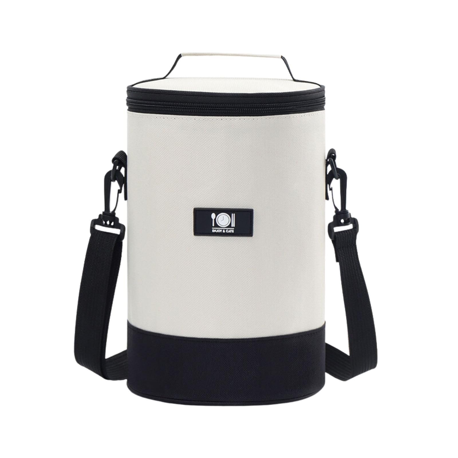 XINGNIAO Japanese Style Round Bento Bag, Large Capacity Insulated Waterproof Lunch Tote Lunch Bag