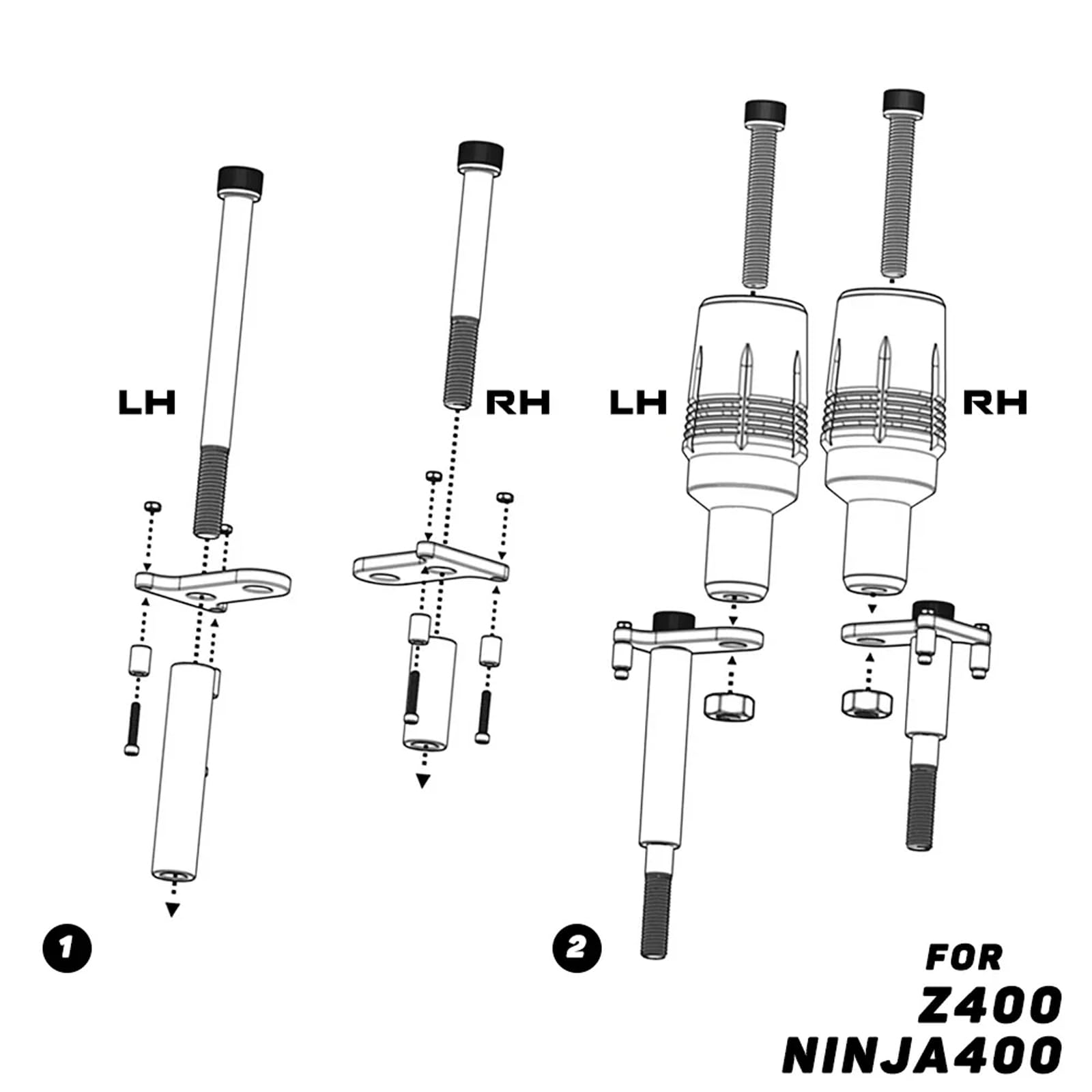 Schutzrollen Rahmenschutz Für KAWASAKI Ninja400 Z400 2018-2023 NINJA500 Z500 NINJA Z 500 2024 2025 Motorrad Zubehör Rahmen Motor Schutz Antifall Sturz (400-Grün)