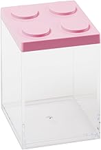 OMADA Design Confetti Container for Confetti or Candy, Brick Type, Transparent Plastic and Coloured Lid - 1000 ml - 10 x 10 x 15.5 cm