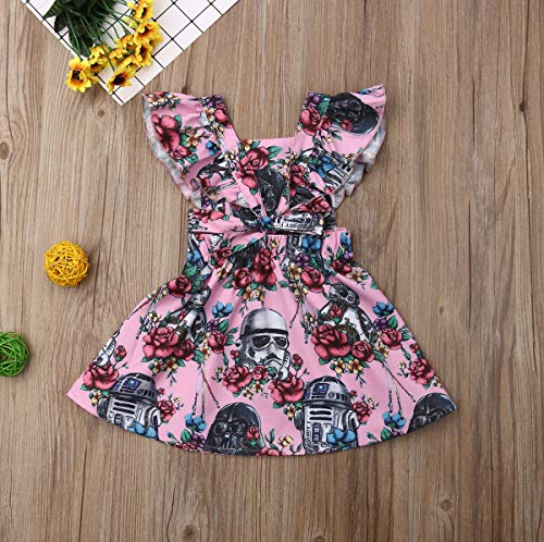 Baby Girl Dress Newborn Romper Floral Ruffle Princess Tutu Dress Summer (Pink Dress, 4_Years) #TOP2