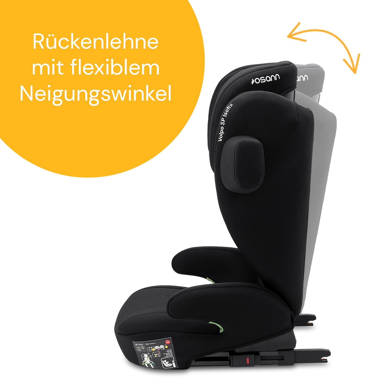 OSANN - Fotelik samochodowy Volpo SP Isofix i-Size - 100-150 cm - 3 do 12 lat - Grupa 3 - Szary, z wygodnymi podłokietnikami, Wysokości 12 pozycji, Przodem do kierunku jazdy,