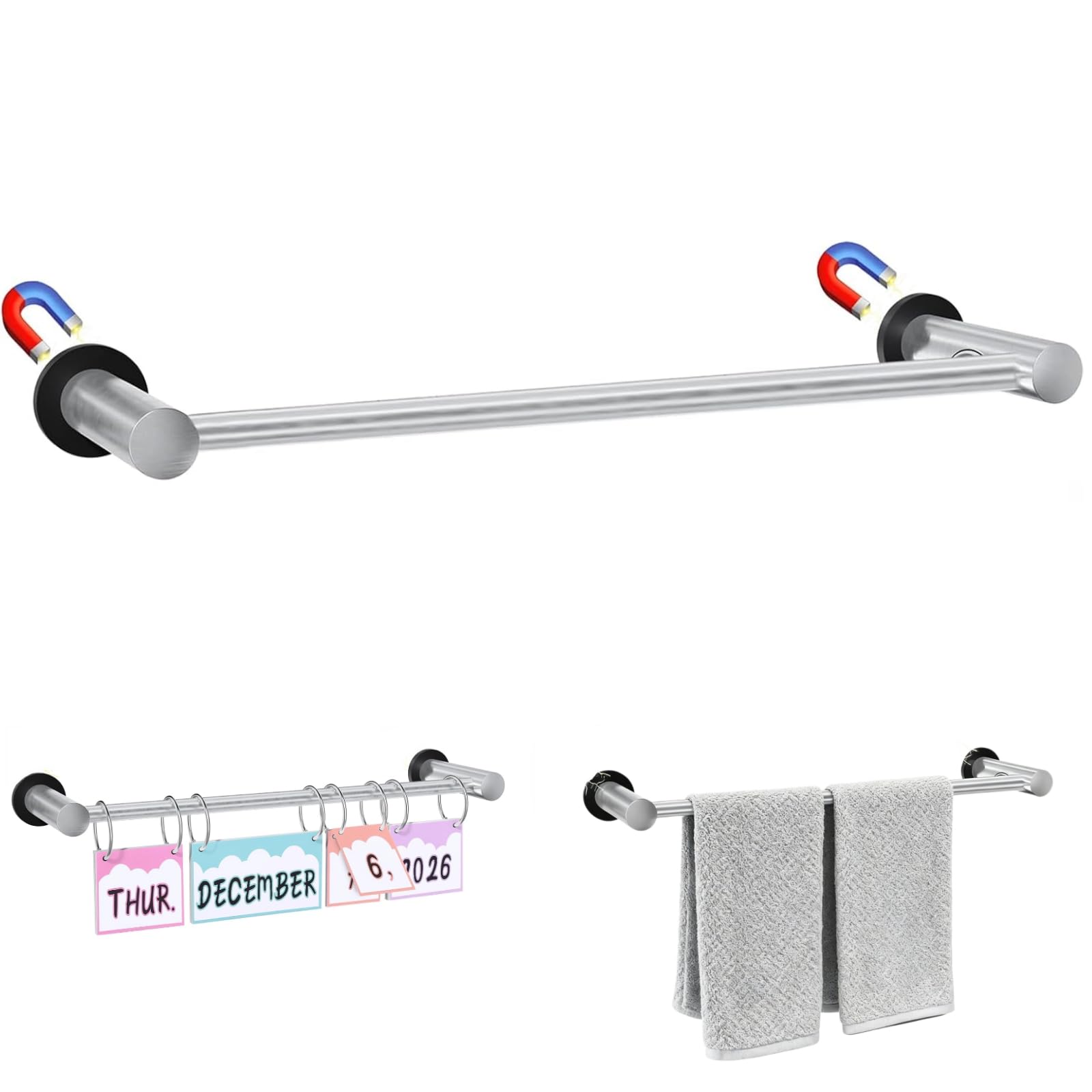 Magnetic Rod for Classroom Whiteboard, Adjustable Flip Calendar Holder Set 16-28 Inches Flip Calendar Chart Rod Date Cards Holder for Classroom Whiteboard Decor