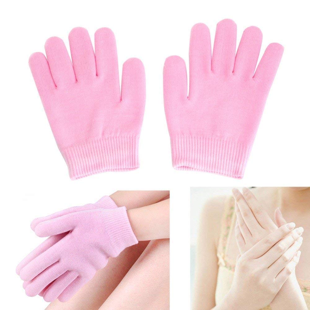 RRJ SPA Moisturizing Skincare Gel Therapy Treatment Gloves Spa gel gloves for women girls Moisturizing gloves can keep your hands more beautiful (Pink)