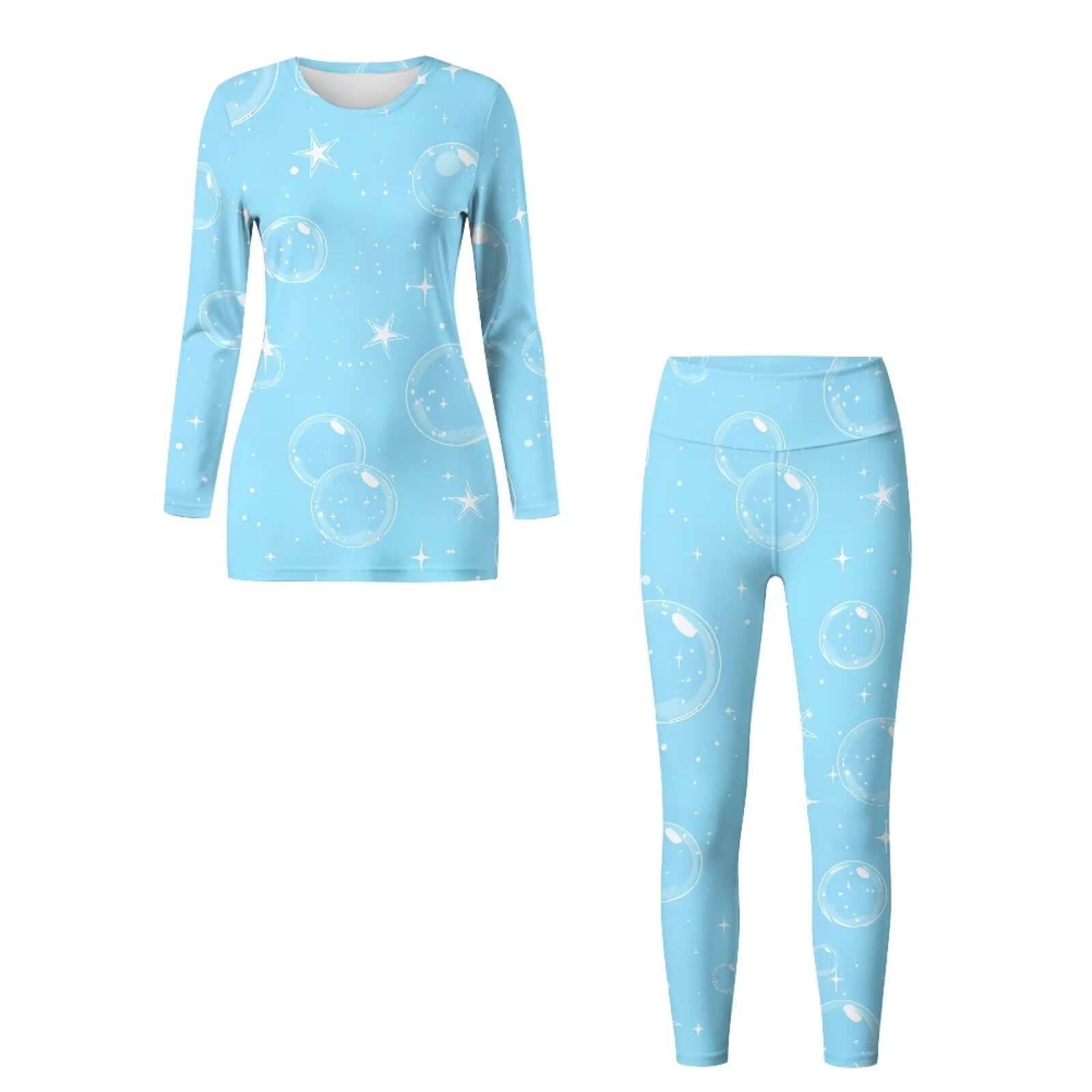 Set da yoga da donna, 2 pezzi, a maniche lunghe, girocollo, per sollevamento dei glutei