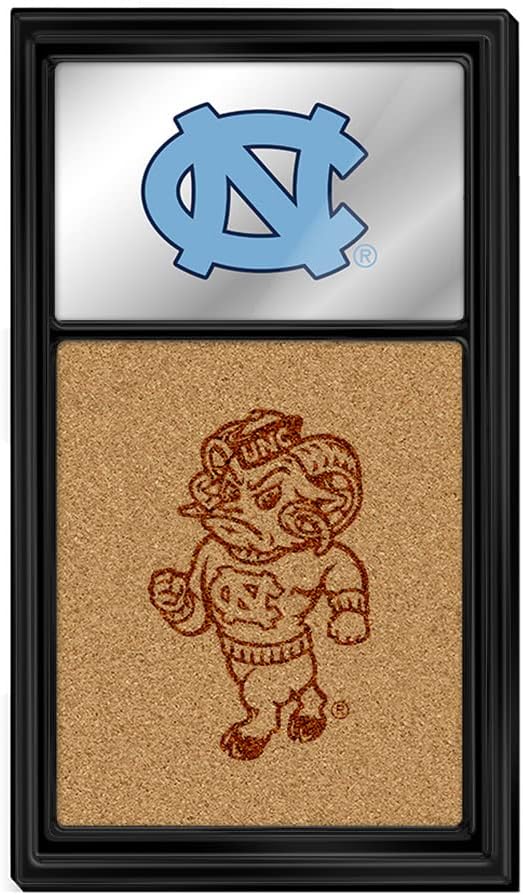 The Fan Brand NCAA North Carolina Tar Heels - Dual Logo - Mirrored Cork Note Board - Sports Team Bar Sign Décor: Home, Dorm, Garage, Office, Fan Cave