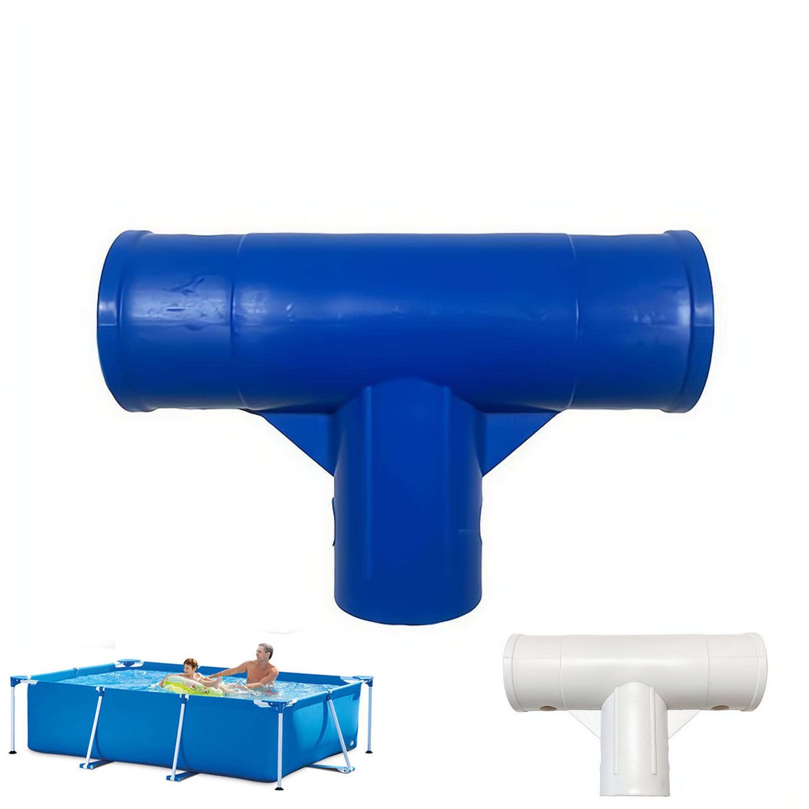 Pool Hose Tee Joint 40mm, 3-Way Straight Tee Elbow Connector, Heavy Duty PP Plastic Frame Pipe Adapter, Watertight Seam Joint Accessory for Above Ground Pool Plumbing (Blue)