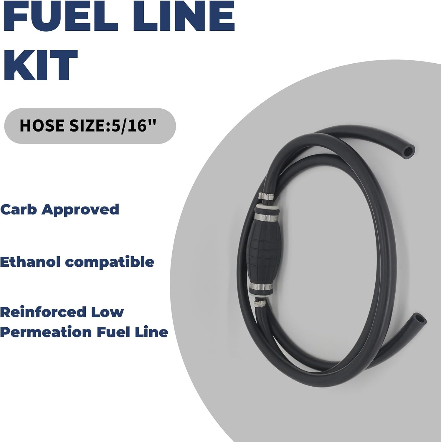 65700-90J23 5/16" 7.5FT Marine Boat Fuel Line With Connector Assembly Compatibles With Suzuki Outboard Motors Replacement 65700-90J24