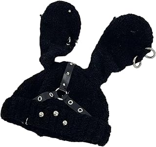 [ＪＱＢＦＬ] ウサギの耳 帽子 レディース ニット帽 メンズ 厚手 防寒帽子 y2k リベット アクセサリー アニメ 帽子 キャップ 秋冬 Ⅴ系 地雷系 サブカル系 プレゼント 男女兼用 冬帽子