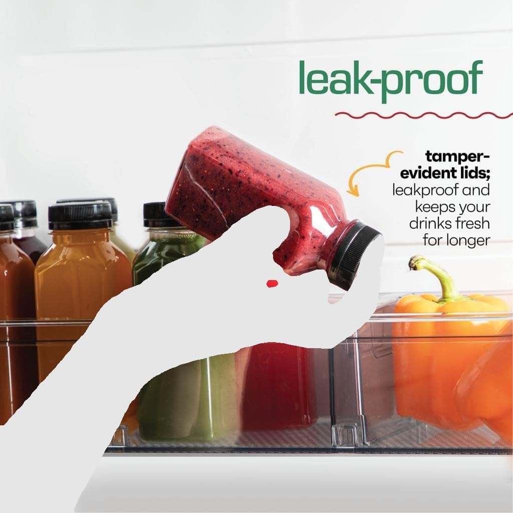 DECADORN 8oz 12pcs Plastic Bottles With Caps - Juicing Bottles For Juicing - MADE IN USA Clear Mini Bottle With Lids - Drink Container - Shatterproof, BPA-Free, Leak proof, Disposable & Recyclable thumbnail