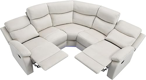 Miniatura 6 de Sofá reclinable con movimiento, sofás seccionales en forma de L con portavasos, puertos USB y toma de corriente para sala de estar, caravana,