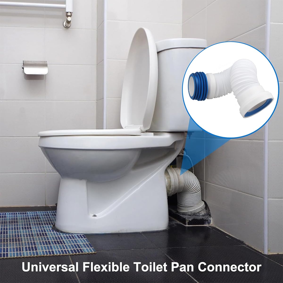 Connettore per WC, Connettore Flessibile per WC Con 280-650 Mm, Universale per Tubo Di Scarico, Sifone per Lavandino Antiodore, Tubo Di Scarico Sostituibile