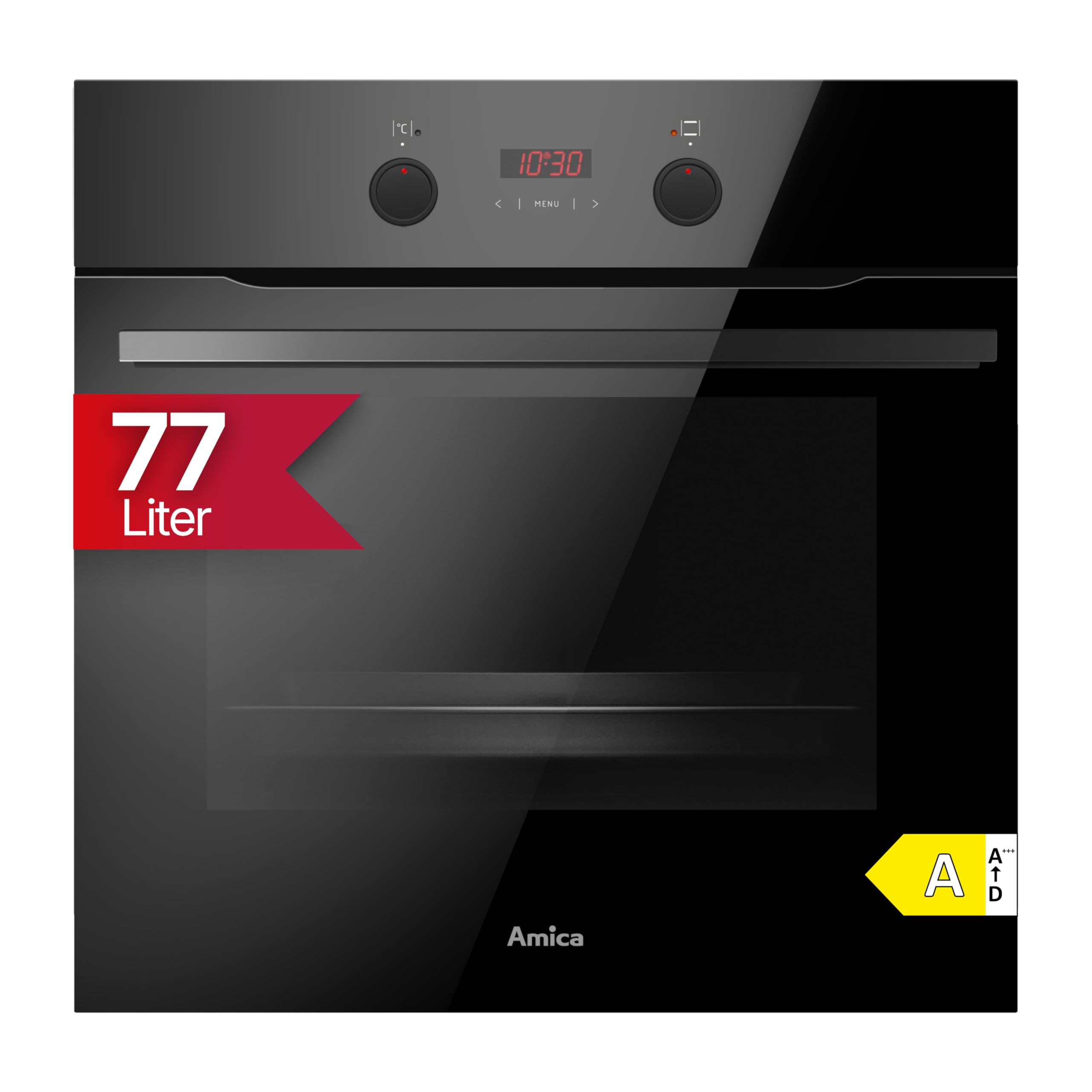 Amica Einbaubackofen 60 cm 77 l XXL‑Garraum 11 Backofenfunktionen Schnellaufheizung Seitengitter Steam Clean CoolDoor3 SensorControl Timer ABE 94410 S – einbaubackofen schwarzglas