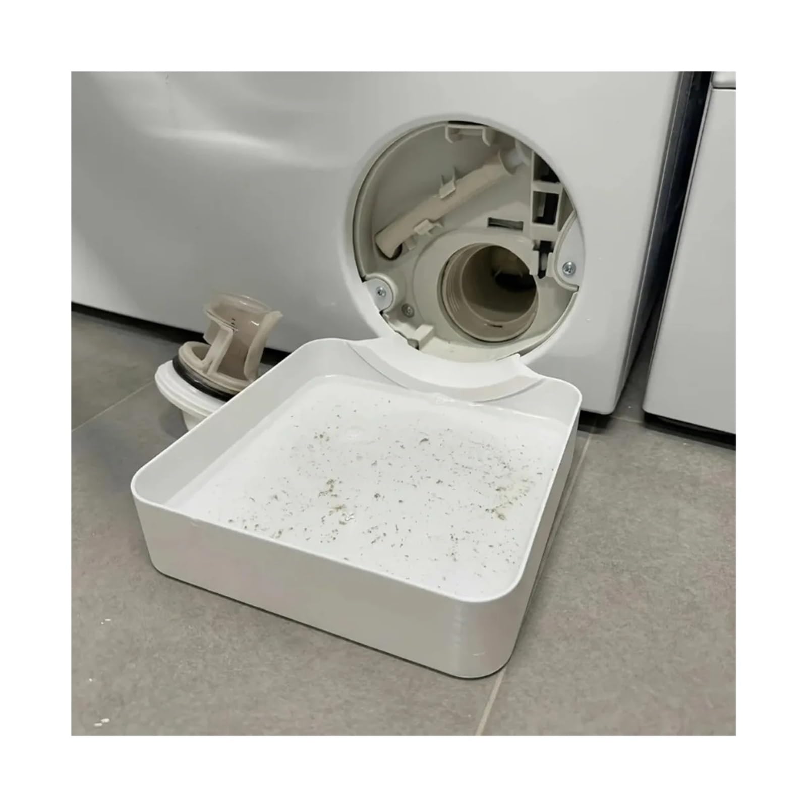 Vassoio di drenaggio della lavatrice, vaschetta dell'acqua anti-fuoriuscita for la pulizia del filtro anti-pelucchi | Il vassoio antigoccia portatile raccoglie l'acqua mentre pulisce i filtri anti-pelucchi(1Pc)