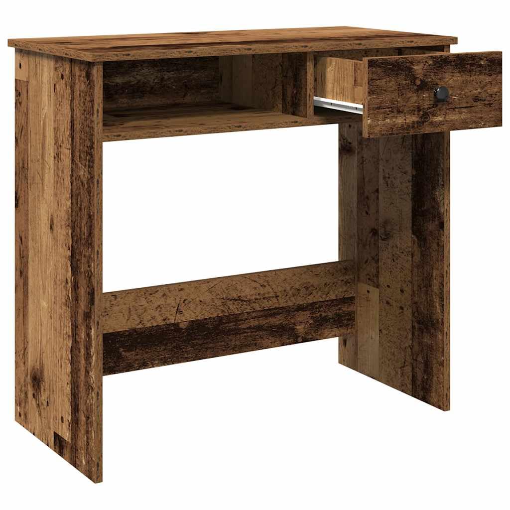 Escritorio con aspecto de madera envejecida, 80 x 40 x 75 cm, con amplia superficie de trabajo y espacio de almacenamiento para oficina en casa, oficina y estudio, versátil mesa de ordenador