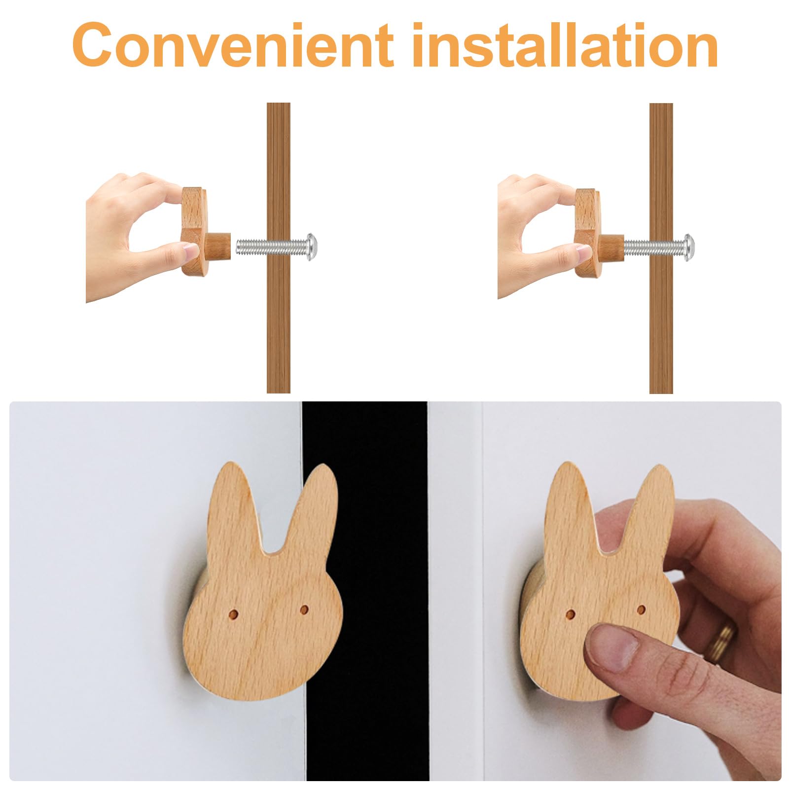Pomelli per Mobili Bambini, 4 pezzi Pomelli in Legno con motivi animali, Pomelli per Mobili in Legno con Viti, Pomelli per Mobili Bambini Animali, Maniglie Armadio Cameretta, Mobili, Cassetti