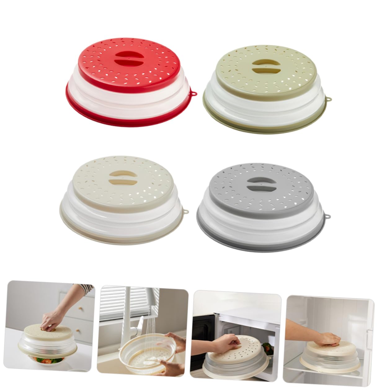 DECHOUS Cubierta de Microondas Plegable Pp 4 Piezas para Cocina Resistente al Aceite Color Aleatorio