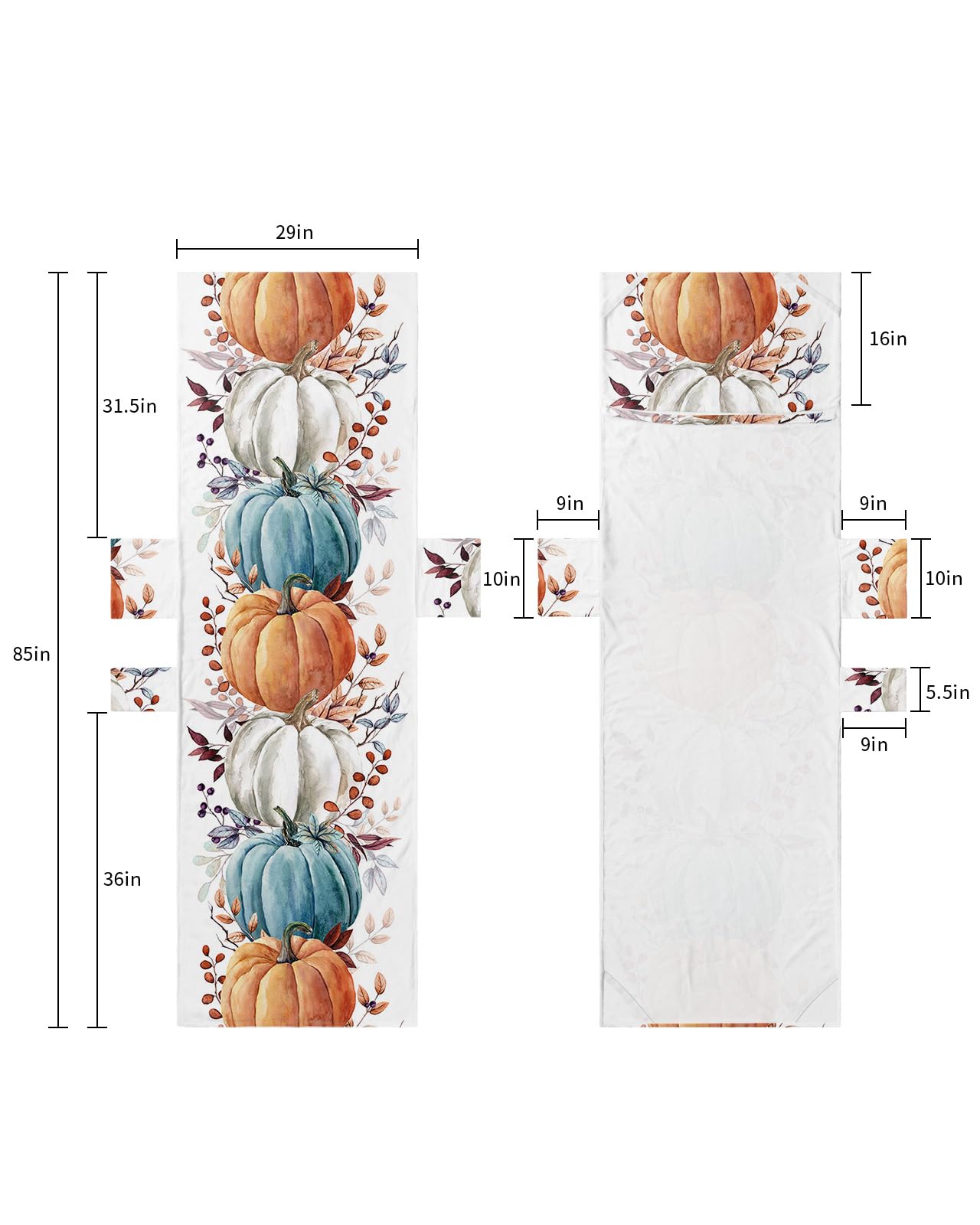 Pumpkin, Beach Lounge Chair Towel Cover, Soft Chaise Lounge Towel with Side Pockets Patio Pool Chairs Cover for Beach/Pool Sunbathing 29x85 Teal Orange White Watercolor Eucalyptus Leaves