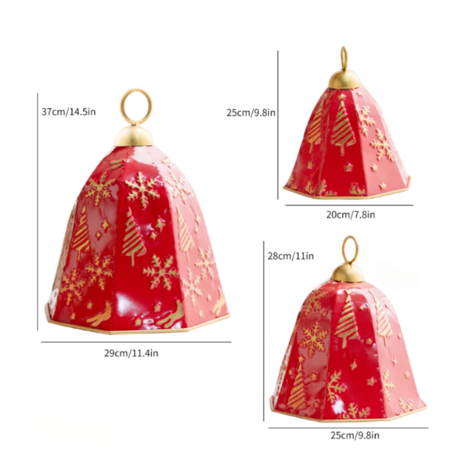 3 Piezas Campana Metal Festivo, Rojo
