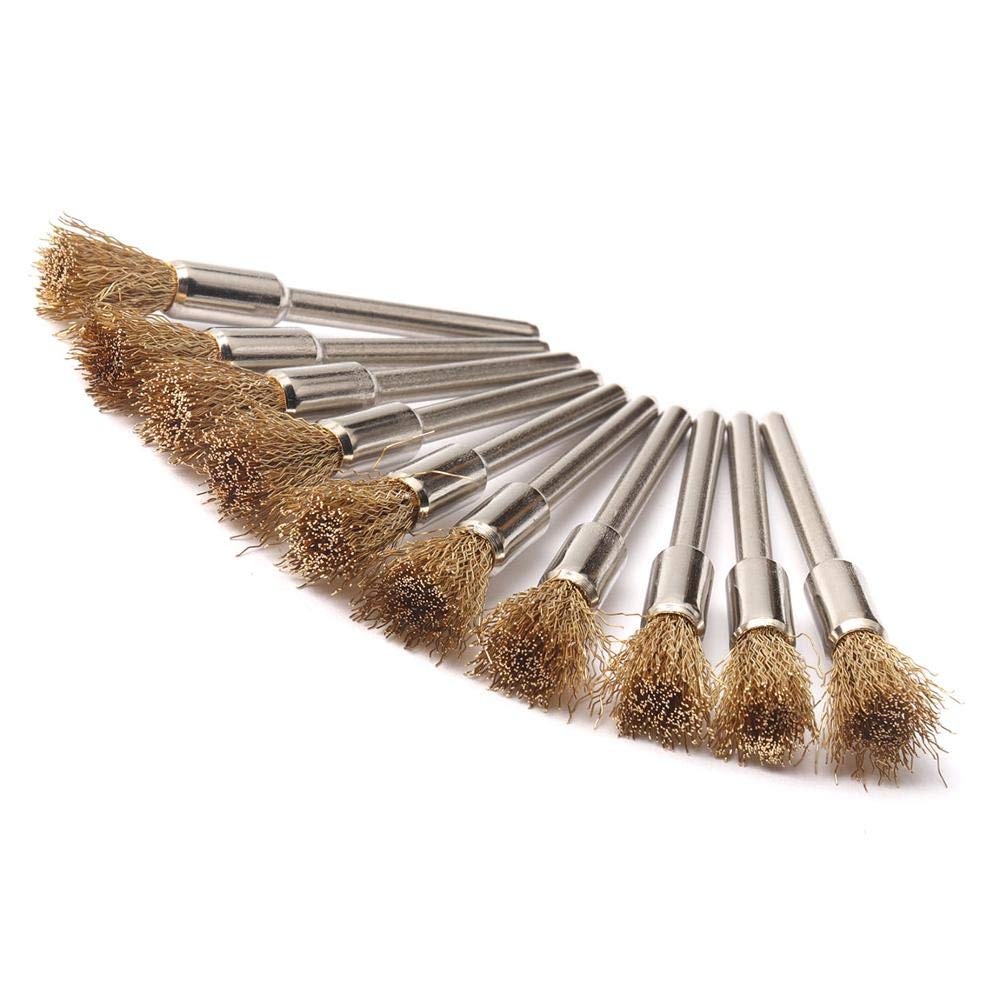 Szczotka druciana T-Shaped Brass Wire Brushes, for Drills Set,20pcs 3mm Shank for Metal Removal Polishing for Rotary Grinder Tool