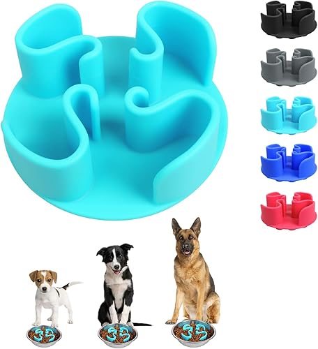 WINSEE Cuencos para perros de alimentación lenta, cuenco Dow de silicona suave para perros pequeños, medianos y grandes (verde azulado, pequeño)