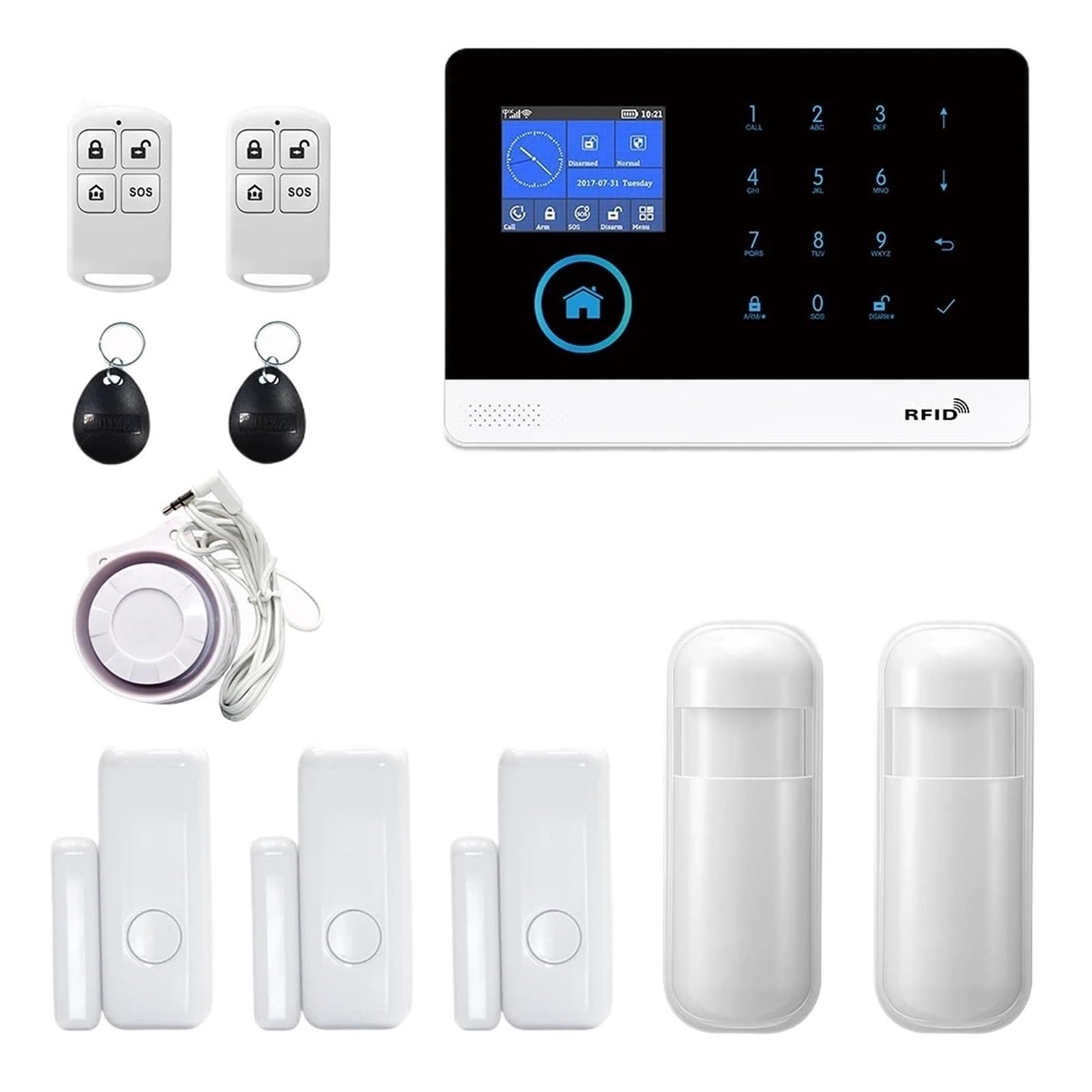 Systemy Alarmowe Domu 4G WIFI Inteligentny System Alarmowy Do Domu Antywłamaniowy Z Zabezpieczeniem Przed Kradzieżą 2.4 Cal TFT Kolorowy Ekran LCD Bezprzewodowy Domowy Alarm(C)