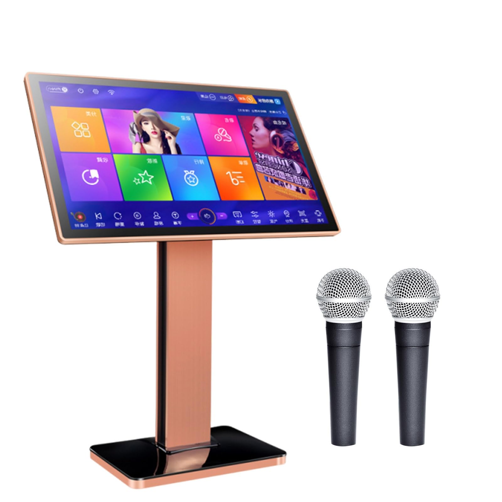 Zestaw Karaoke All-in-One Z Touchscreen, Odtwarzaczem Ktv, Mikrofonami Bezprzewodowymi, Reverb, Sterowanie Aplikacją, Odtwarzanie Online, Na Imprezy(Standing22in,2TB)