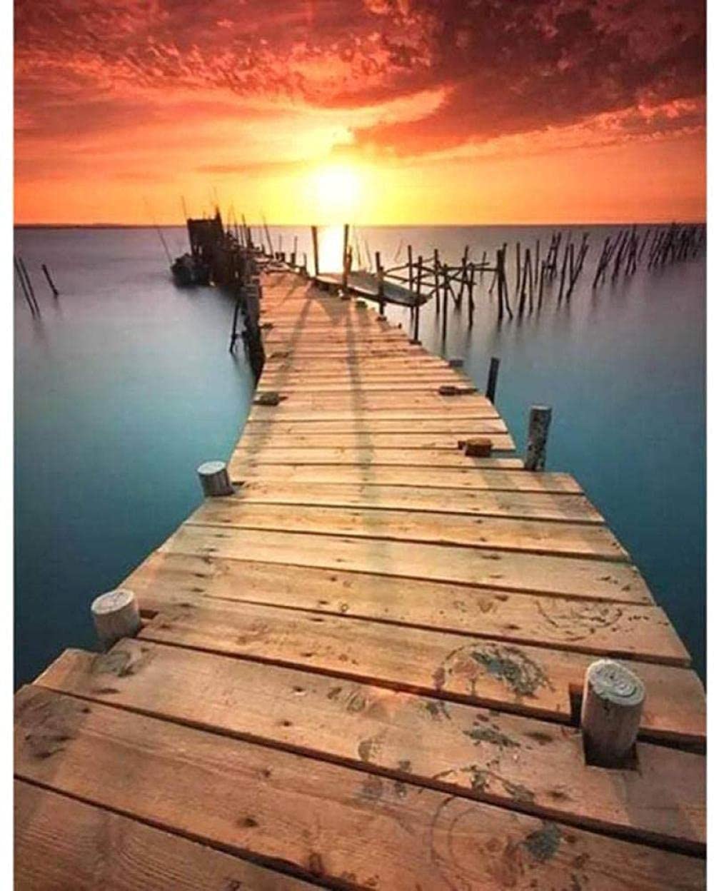 Cross Stitch Kits DIY Embroidery Craft Kits for Adult Lake Sunset sea 11CT Printed Pattern Stamped Cross Stiching Beginner Needlework Fabric Needlepoint Crafts Gifts Kit 16x20 inch