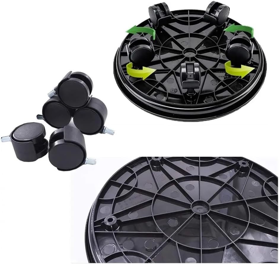 Flower Tray, Garden Plant Caddy Stand with Lock Wheels Rolling Round Flower Pot Pallet,Planter Trays(Brown)