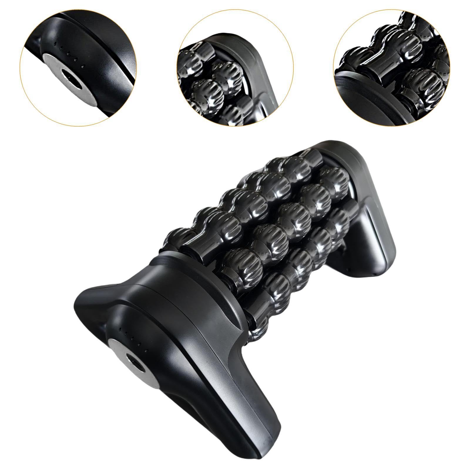 Dispositivo de Masaje Muscular Eléctrico Percusivo de Tejido Profundo con Rodillos, Diseño Portátil Recargable Y Nodos de Masaje Texturizados, Adecuad, Negro Y Plateado