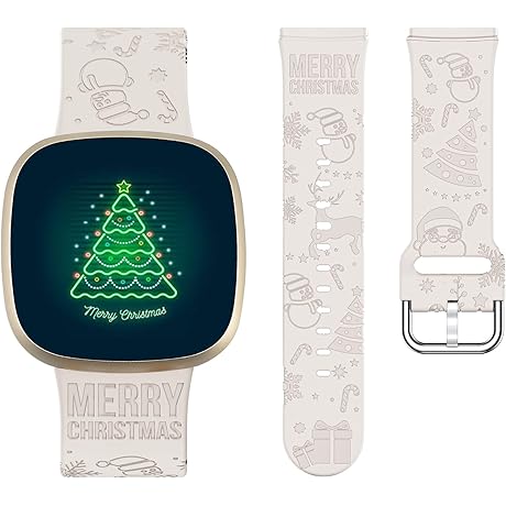 Engraved Winter Bands Compatible with Fitbit Versa 4/ Sense 2 Personalized Laser Christmas Bands