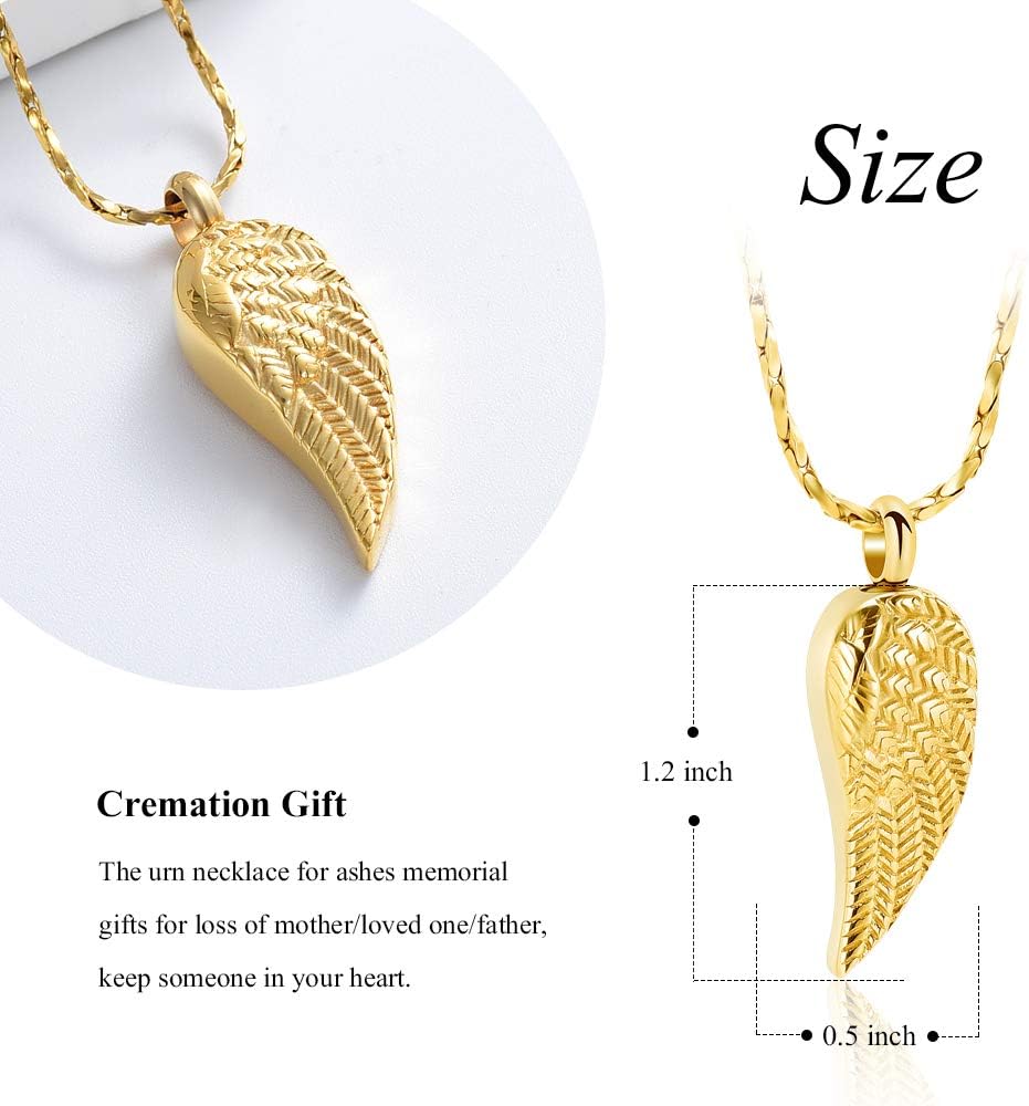 Imrsanl Angel Wing Cremation Jewelry Urn Necklace for Ashes for Women Men Stainless Steel Urn Pendant Ashes Holder Memorial Jewelry - Image 6