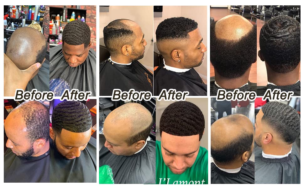 Miniatura 8 de Afro Curl Toupee para hombres afroamericanos Toupee afro rizado sistema de reemplazo de cabello humano rizado inyectado piel de polietileno