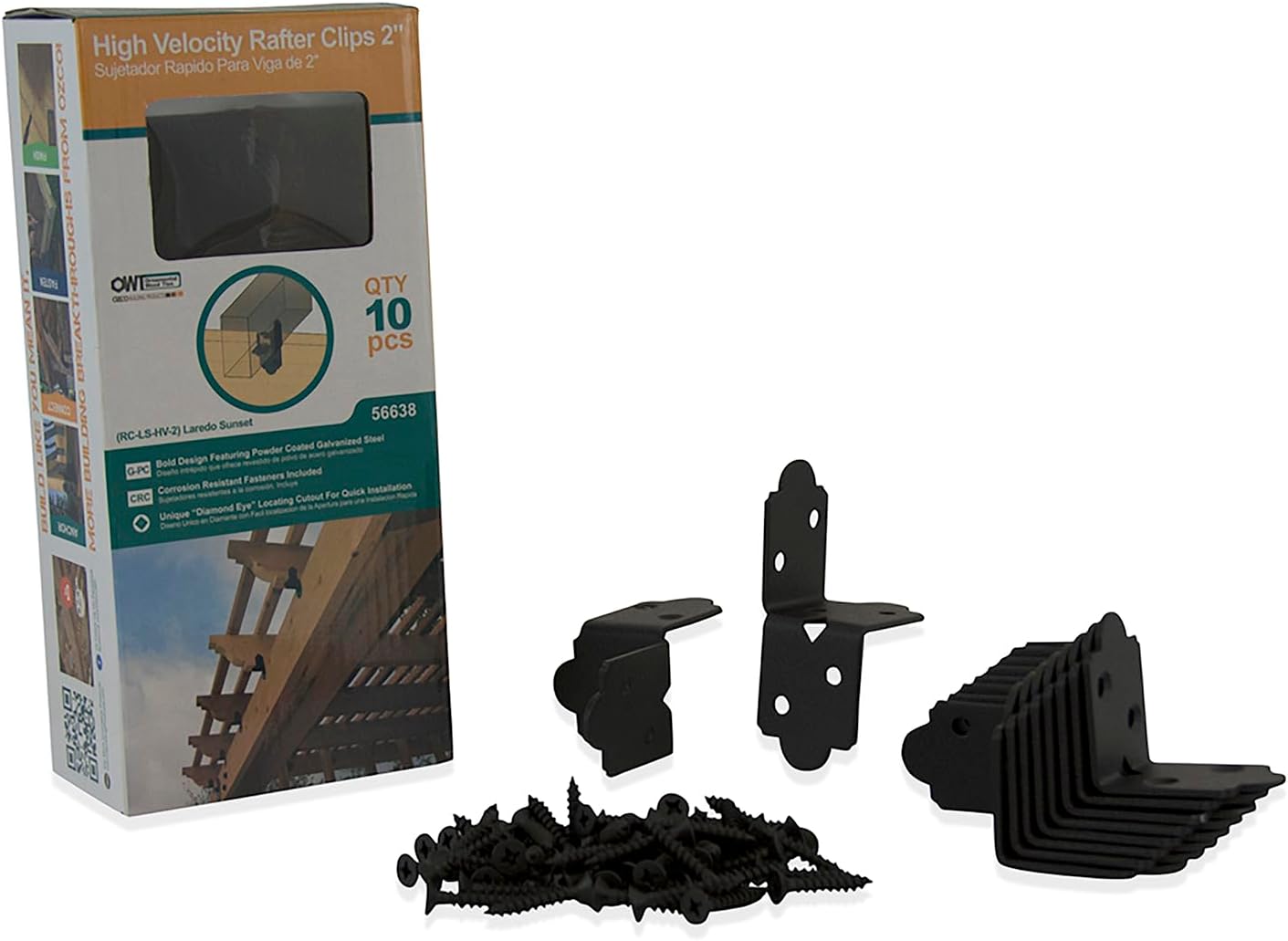 Ozco Ironwood 6x6 Post Base Kit, Includes 1 Post Base Plate, 4 Decorative Plates, 8 Hex Cap Nuts, OWT Timber Screws, Galvanized Steel for Pergolas | 56638