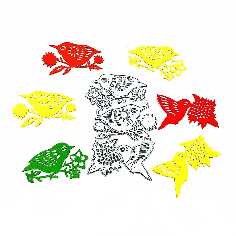 Metal Birds Hummingbird Flower Die Cuts Elegantly Feathered Birds Cutting Dies Embossing Stencils Template Mould for Card Making Decoration and DIY Scrapbooking Album