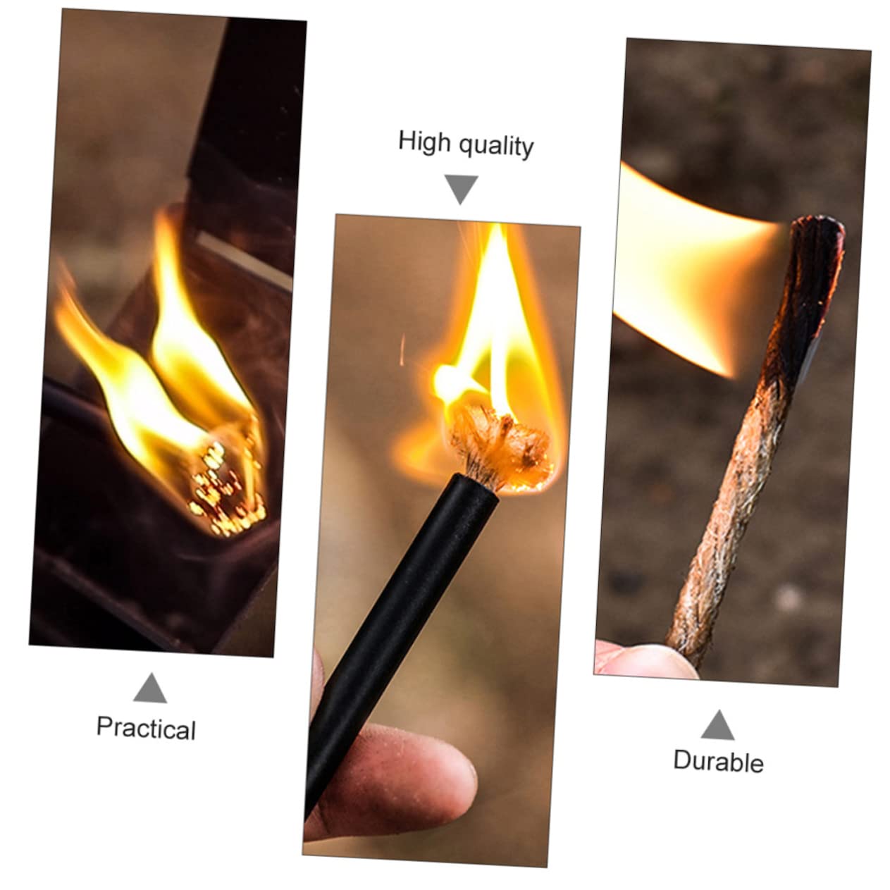 Abaodam 5pcs Survival Fire Camping Outdoor Flame Rope Aluminum Handles Waterproof Windproof for Hiking BBQ Family Parties