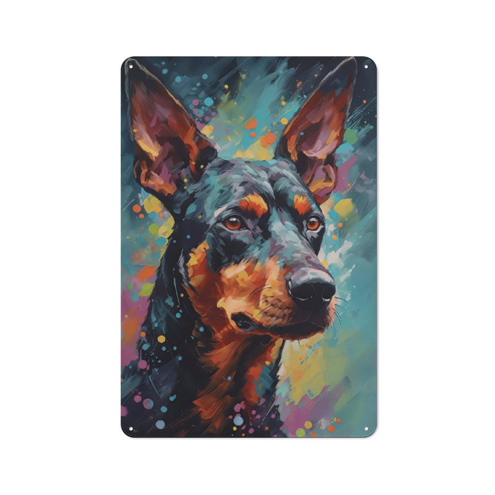 Junmoney German Pinscher Painting Rustic Tin Wall Plaque 30X20cm For Guest Room Or Hallway, For Garage, Workshop And Man Cave Decoration