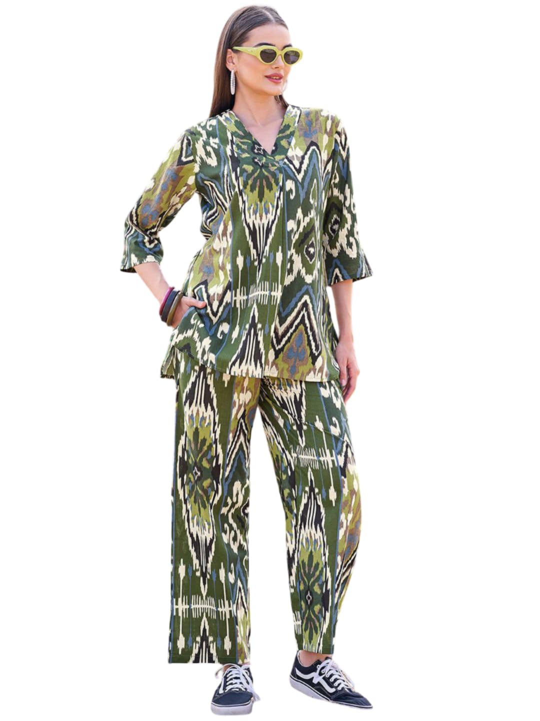 tittli Women Floral Printed Co-Ord Set | Cotton Flex Fabric Tunic and Trouser Set | Relaxed Fit Casual Wear Travel Office Wear Comfortable Outfit | L to 3XL-picture-22