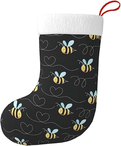 WURTON Medias de Navidad con estampado de abejorros, medias de decoración de árbol de Navidad para fiesta familiar de vacaciones y Año Nuevo