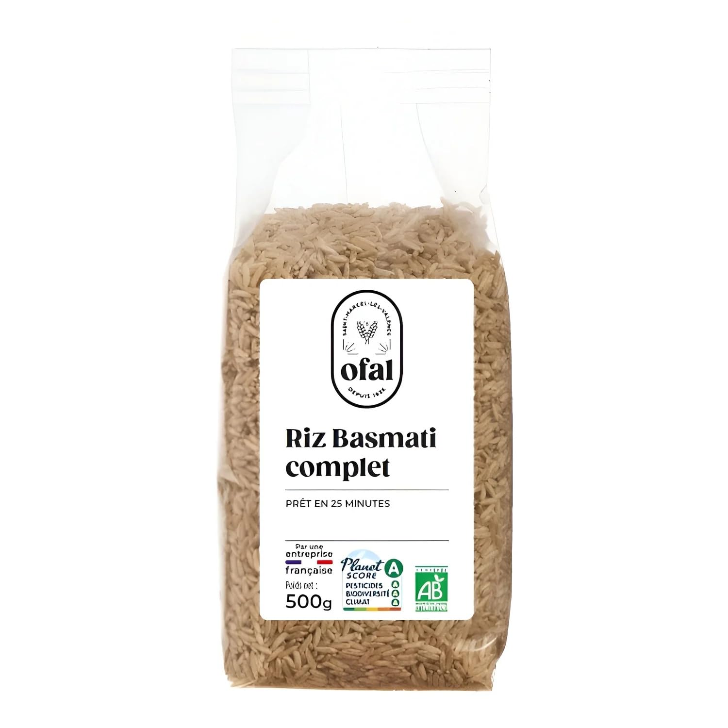 OFAL - Riz Basmati Complet - Cuisson 25 min - Idéal Plats Traditionnels & Authentiques - le paquet de 500g - Le Lot De 4