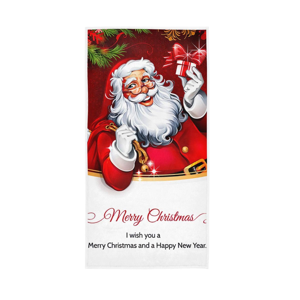 HUYGD Christmas Greeting Design Bath Hand Towels, 15 x 30 Inches Fancy Hand Towels for Bathroom Decorative Spa Towel, Cute Hand Towels
