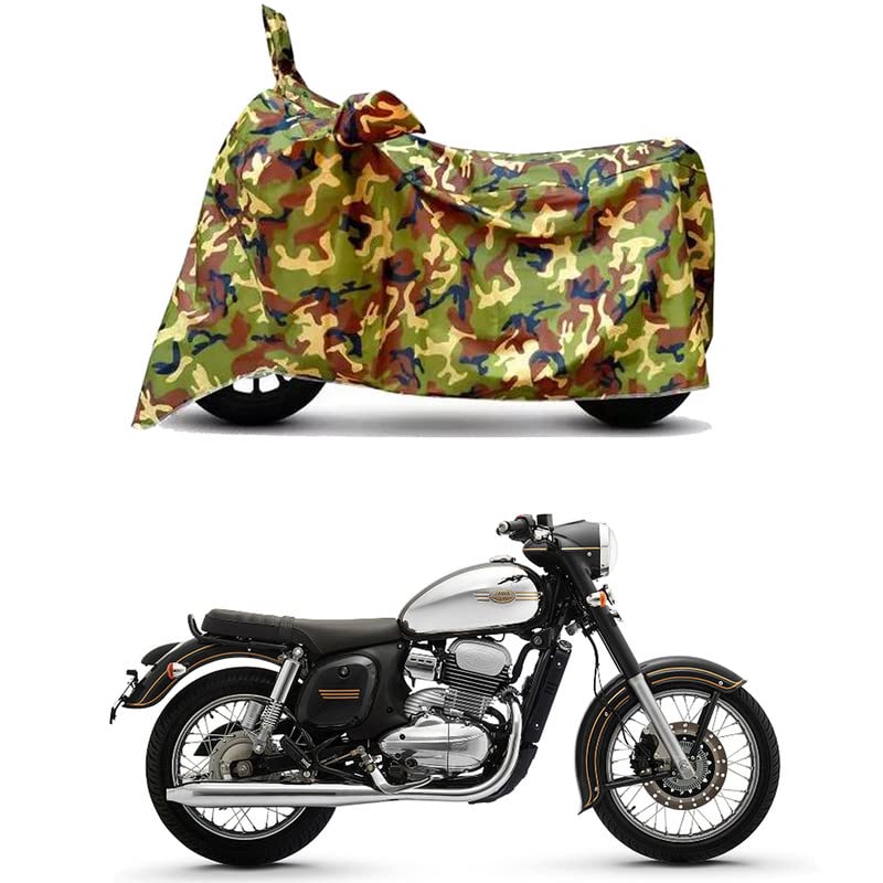 Image of Waterproof 100% PVC Coated Bike Scooty Two Wheeler Body Cover Compatible for Jawa Single Channel /UV-Rays /Heat Protection /Birds Dropping /Scratchproof /Dust Proof [6X6 Jungle Print]