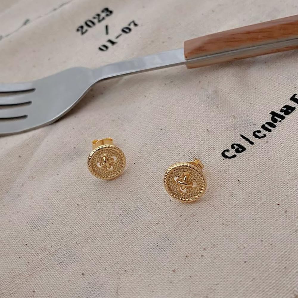 S925 Sterling Silver Coraline Button Stud Earrings