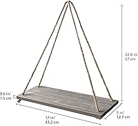 Vista 3 de Estantes flotantes para colgar en la pared de 17 x 5 pulgadas, organizador de madera envejecida, decoración rústica del hogar para sala de estar