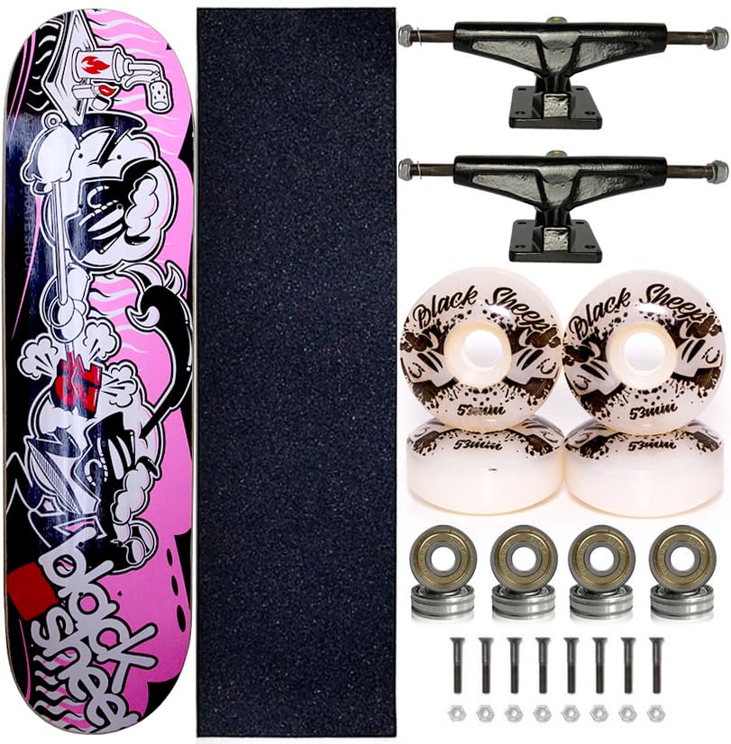 Black Sheep, Skate Completo Shape Marfim Black Sheep 8.0 Pink Sheeps