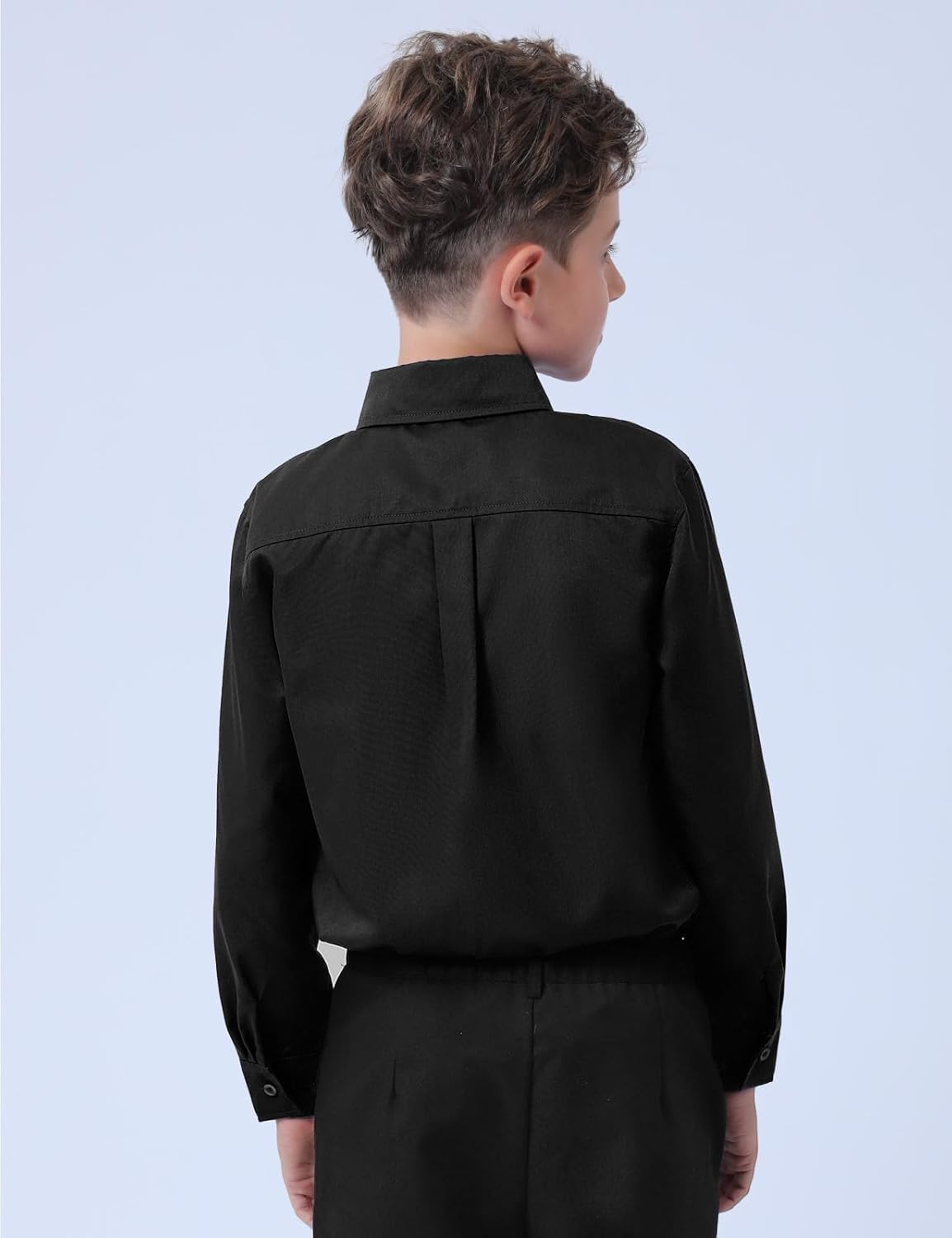 A&J DESIGN Boys Button Down Long Sleeve Dress Shirt Kids Formal Easter Uniform Solid Collared Shirt with Chest Pocket - Image 4